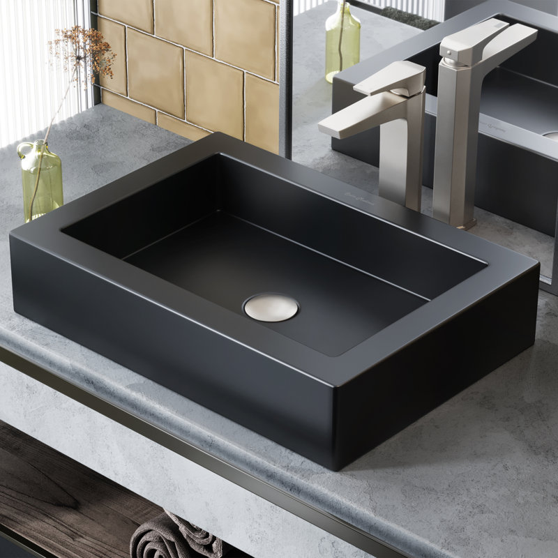 Swiss Madison Voltaire Ceramic Rectangular Vessel Bathroom Sink